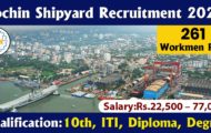 Cochin Shipyard Recruitment 2022 – Apply 261 Workmen Posts