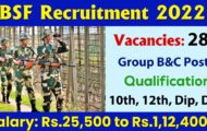 BSF Recruitment 2022 – Apply Online For 281 Group B&C Posts