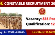 SSC Recruitment 2022 – Apply Online for 835 Head Constable Posts