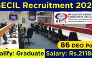 BECIL Recruitment 2022 – Apply 86 DEO Posts