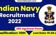 Indian Navy Recruitment 2022 – Apply Online for 200 Agniveer Posts