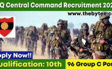HQ Central Command Recruitment 2022 – Apply Offline For 96 Civilian Group C Posts