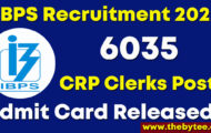 IBPS Recruitment 2022 – 6035 CRP Clerks -XII Posts Prelims Admit Card Released