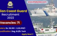 Indian Coast Guard Recruitment 2022 – Apply Online For 71 Assistant Commandant Posts