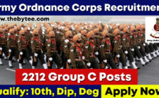 Army Ordnance Corps Recruitment 2022 – Apply Online for 2212 Group C Civilian Posts